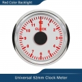 52mm 2" Clock Meter Gauge New Universal 12 hour Format with Red Backlight 12V/24V For Boat Car|Volt Meters| - Officematic