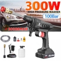 300W 100Bar 30000mAh Cordless High Pressure Car Washer Spray Water Gun Portable Car Wash Pressure Cleaner Cleaning Machine| |