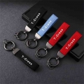 1x Leather Car Styling Badge Pendant For Vw T-cross Tcross Metal Keychain Accessories 4s Shop Gifts Auto Key Chain