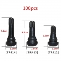 100pcs Tr414/tr413/tr412 Rubber Tire Valve Cap Car Truck Tubeless Tyre Valve Stem Cover Zinc Alloy Rubber Tire Stem Caps - Valve