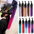 Helmet Dreadlocks Braid For Helmet Motorcycle Dreadlocks Dirty Braid Pigtail Gradient Synthetic Twist Braid Ponytail With Sucker