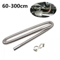 60 300cm Car Auto Air Parking Heater Exhaust Pipe w/ 2 Clamps Fuel Tank Exhaust Pipe Hose Tube Stainless Steel For Diesel Heater