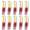 10Pcs T10 W5W 168 Filament COB LED Car Lights Glass Shell Led Wedge Auto Parking Lamps Reading Dome Bulb DRL Automobiles Styling