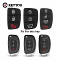 Keyyou Soft Silicone Key Button Pad 3 4 Buttons Car Remote Key Shell For Hyundai Hb20 Santa Fe Ix35 Ix45 Key Case Cover - Car Ke