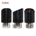 Car Glossy Carbon Fibre Exhaust System Muffler Pipe Tip Straight Universal Blue Stainless Mufflers Decorations For Akrapovic|Muf