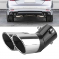 Car Decoration Chrome Tail Pipe Car Exhaust Trim Muffler Pipe Tail Stainless Steel Universal Curved Double Outlet Car Styling|Mu