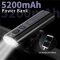 WEST BIKING 5200mAh Bicycle Light Rainproof USB Charging LED 1300 Lumens Headlight as Power Bank MTB Bike Front Lamp Accessories