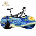 HSSEE oil painting series bicycle cover elastic fabric road bike indoor dust cover new technology does not fade|Pro