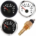 52mm Car Truck Boat Water Temp Gauge Temperature Sensor 40-120 Moto Meter Vehicle Indicator For Auto With Red Backlight - Water