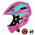 TOMSHOO Kid Bike Full Face Helmet Children Safety Riding Skateboard Helmet Sports Head Guard with Tail Light and Detachable Chin