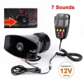 12v 100w 125db 7 Sound Alarm Horn Car Electronic Warning Siren Motorcycle Alarm Firemen Ambulance Loudspeaker With Mic For Car -