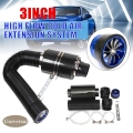 3“ Universal Car Cold Air Intake System With Fan Racing Carbon Fiber Cold Feed Induction Air Intake Filter Kit Ram Filter Box -