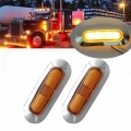 2PCS Amber 4 LED Truck Trailer LED Lighting Truck Side Marker Light Clearance Lamp Trailer 12/24v Indicator Light LED Lights|Tr