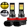 2pcs Dual Colors H11 H8 9006 Hb4 881 H27 3030 Led Auto Fog Lamp Car Anti Fog Light Bulb Foglamps Yellow White - Fog