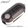 Jingyuqin 3 Button Remote Flip Folding Key Fob Shell For Citroen Jumper Nemo Fit Peugeot Boxer Bipper 2008-2015 Replacement Case