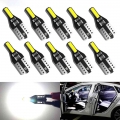 10Pcs T10 Led Canbus W5W Led Bulbs 168 194 6000K White Signal Lamp Dome Reading License Plate Light Car Interior Lights Auto 12V