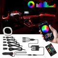 5 in 1 RGB LED Atmosphere Car Light Interior Ambient Light Fiber Optic Strips Light by App Control DIY Music EL Neon Wire Strip|