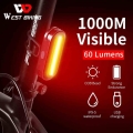 WEST BIKING Bicycle Rear Light USB Rechargeable LED Tail Light Bike Accessories 6 Mode Cycling Safety Helmet Bag Lamp Mountain|B