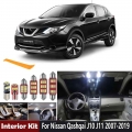 15pcs Car Led Bulbs Canbus Led Interior Light Kit For 2007-2018 2019 Nissan Qashqai J10 J11 2020 2021 Dome Trunk License Lamp -