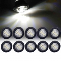 10pcs 24V Waterproof 3LED 3/4" Trailer Side Marker Lights Front Rear Trucks Bus Tractors Clearance Lights Lamp White Round|