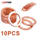 Leepee 10 Pieces/set Sump Plug Oil Seal Tools Fasteners Accessories For Car Truck Vehicle 10*14*1mm Solid Copper Crush Washers -