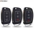 3/4 Button Folding Flip Remote Key Shell Case Smart Car Key Housing Fob Uncut Blade For Hyundai i10 i20 i30 i35 i40 IX45 Genesis