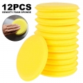 12pcs Yellow Waxing Sponge Car Sponge Polishing Pads Round Soft Pressing Waxing Cleaning Tool Car Care Wax Foam Applicator Pad|W