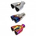 Car Dual Exhaust Muffler Tip Bolt-on Heart Edge Slant Cut 2.5 Inch Inlet - Mufflers - ebikpro.com