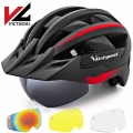 VICTGOAL Mountain Road Bike Helmet With Sun Visor Goggles Men Women Bicycle Helmet Back Light Magnetic Glasses Cycling Helmets|B