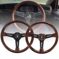 Universal 14 Inch Nd Retro Wood Grain Auto Racing Steering Wheels Deep Corn Drifting Abs Sport Steering Wheel With Logo