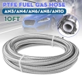 10FT Silver Universal Fuel Hose Oil Gas Cooler Line Pipe Tube PTFE Stainless Steel Double Braided AN3 AN4 AN6 AN8 AN10|Hoses &am