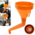 1pc Plastic Funnel For Oil Water Fuel Petrol Diesel Gasoline Arrive Car Auto Parts Accessories Orange - Fuel Saver - Officematic