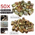 50pcs For 3/16'' Od Brake Line Tubing Tube Fitting Nuts Kit Male Female Copper Brake Pipe Line M10 X 1mm Metric Screw Nu