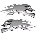 2Pcs/Pair Silver fire 3D Ghost Skull Head Auto Motorcycle Car Sticker Emblem Decals Car Styling Decoration Decals