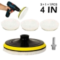 5PCS Car 4Inch Buffing Polishing Pads Wool Wheel Mop Kit For Car Polisher Drill Abrasive Polisher Drill Adapter Compound Tools|