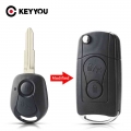 Keyyou 2 Buttons Modified Flip Folding Remote Car Key Case For Ssangyong Actyon Kyron Rexton Key Shell Case Blank Uncut Blade -