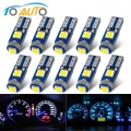 10pcs T5 Led Bulb 3SMD 3030 Chips Super Bright W3W W1.2W Car Dashboard Instrument Panel Lamp Warming Indicator Wedge Light 12V|S