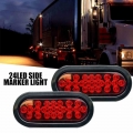 2x(1 PAIR) 12V 24 LED Oval Truck Trailer Stop Turn Tail Brake Light Side Marker Lamp Trailer Truck Lamp Red Set|Truck Light Syst