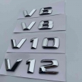 V6 V8 V10 V12 Letter Number Emblem Chrome Logo Car Styling Fender Side Discharging Capacity Badge Sticker for Benz C200 E300