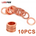 LEEPEE 10 Pieces/Set Sump Plug Oil For Car Truck Vehicle Solid Copper Crush Washers Seal Tools Fasteners Accessories 10*14*1mm|F