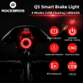 ROCKBROS Bicycle Smart Auto Brake Sensing Light IPx6 Waterproof LED Charging Cycling Taillight Bike Rear Light Accessories Q5|Bi