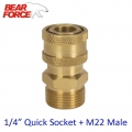 High Pressure Washer Car Washer Brass Connector Adapter Coupler M22 Male + 1/4" Quick Disconnect Release Socket Fitting|Wat