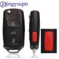 Jingyuqin 4 Buttons Car Key Shell For Vw Caddy Eos Golf Jetta Beetle Polo Up Tiguan Touran 5k0837202ad Case Cover Folding Flid -