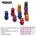 20pieces Universal Forged Aluminum Alloy 7075-t6 Wheel Lug Nuts Bolts Screw For Universal Car M12x1.5 12x1.25 30/50mm - Nuts &am