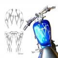 Silver Motorcycle Flame Pvc Waterproof Sunscreen Reflective Gas Tank Decals Stickers For Honda Shadow Vt750 Universal - Decals &