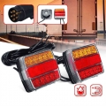 Pair 12V Magnetic LED Truck Tail Light Rear License plate Light Warning Brake Lamp Signal for Trailer Caravans Campers ATV Boat|