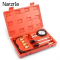 3/8pcs Car Pressure Gauge Tester Kit Set Auto Petrol Engine Compression Leakage Diagnostic Compressometer Tool Set With Case - I