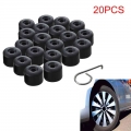 20Pcs 17mm Auto Tyre Screws Car Wheel Cover Hub Nut Bolt Covers Cap for Volkswagen VW Golf MK4 Exterior Protection Accessories|N