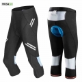 WOSAWE Men's Cycling Calf Length Reflective Pants Bike Tights Clothing 3D Gel Padded Riding MTB Spinning Bicycle Cropped Sho