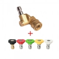 1/4" Quick Connect Rotary Coupler Adjustable Adapter With 5 Spray Nozzles Copper Connection For High Pressure Car Washer -